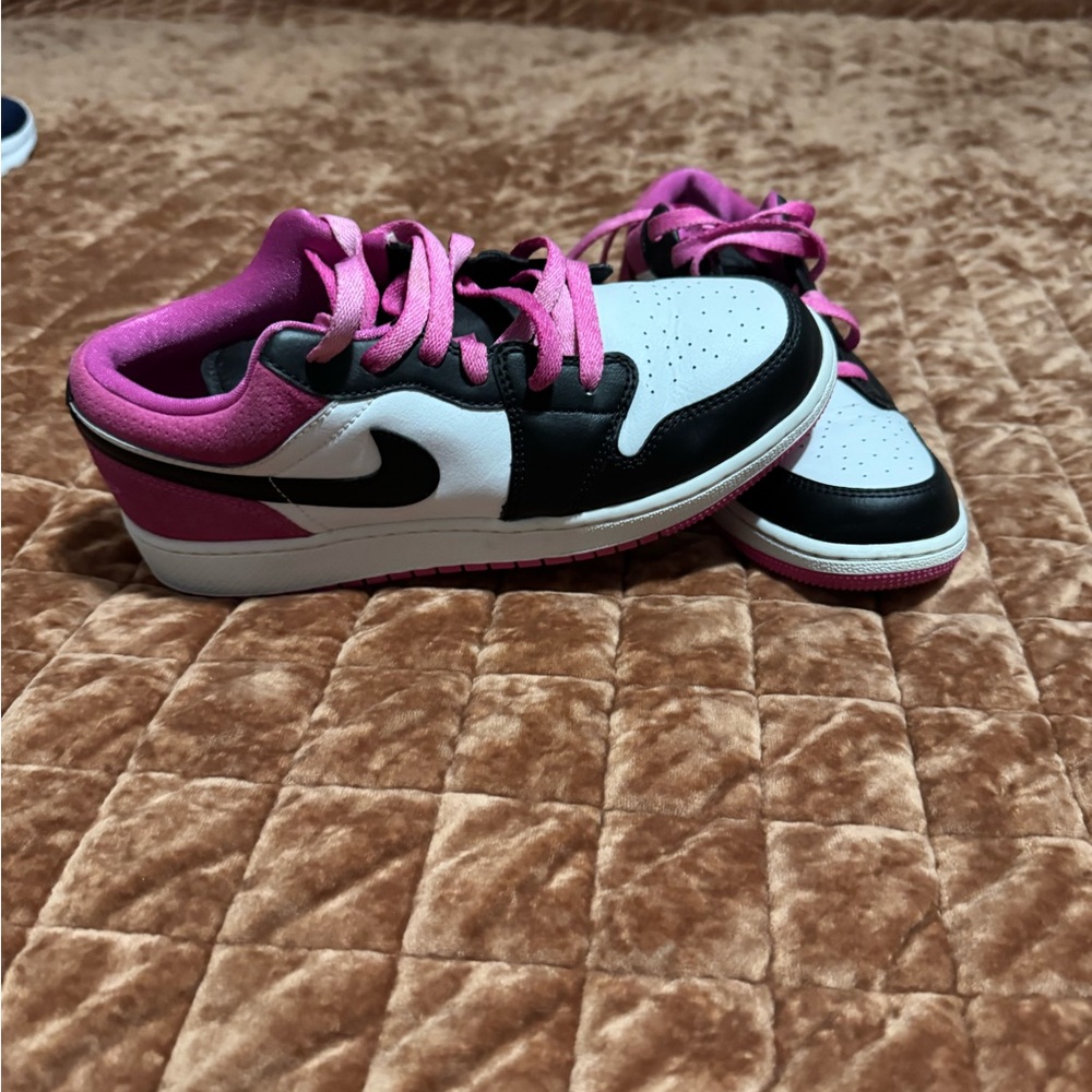 Youth Black, White, and Pink Sneakers